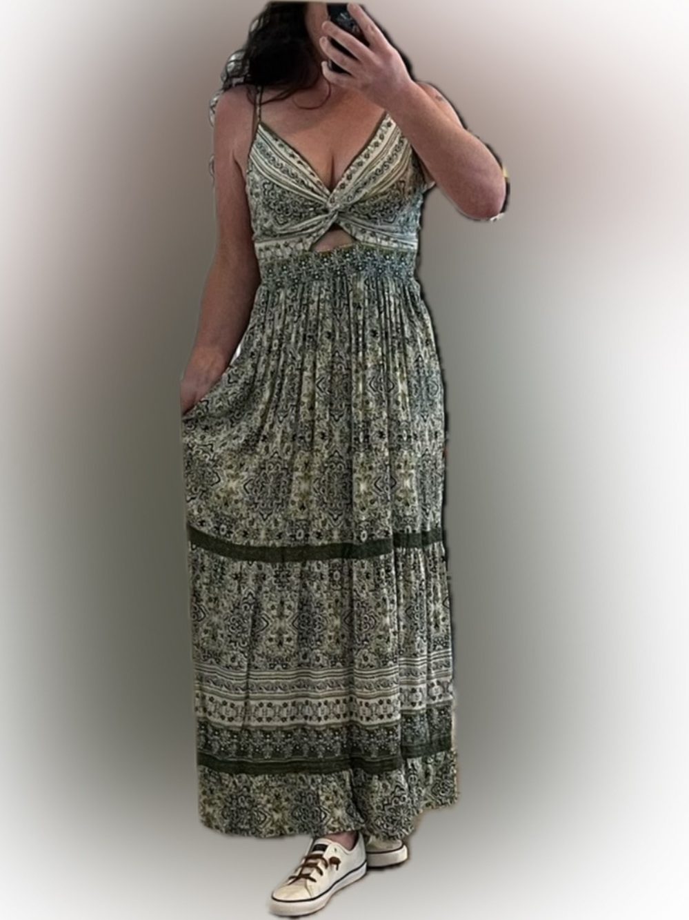 Angie Maxi Dress knotted cut out damask - Picture 15 of 16